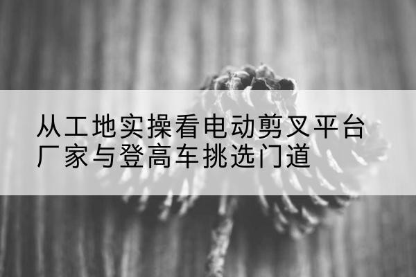 邻水电动剪叉升降平台厂家-从工地实操看电动剪叉平台厂家与登高车挑选门道